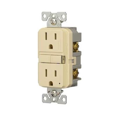 Eaton GF15V-3 Eaton 15 -Amp 125-volt GFCI Residential Decorator Outlet , Ivory 3 -Pack