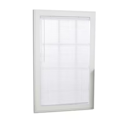 Project Source 0889865 Project Source 1-in Slat Width 35-in x 64-in Cordless White Vinyl Light Filtering Mini-blinds