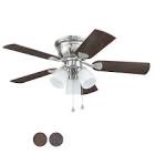 Harbor Breeze 0807429 The Harbor Breeze 42'' Centreville features a brushed nickel finish, 5 reversible blades and 3 arm light kit that includes LED bulbs. (missing glass bulb covers)