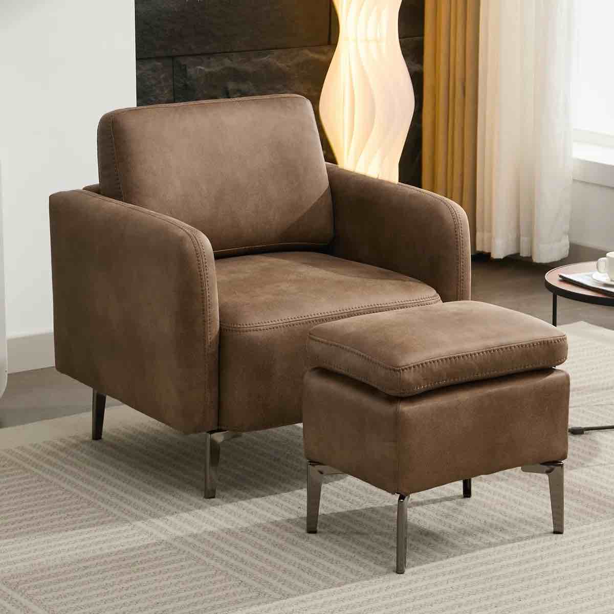 Gutha 31.2'' Wide Faux Leather Accent Chair with Ottoman