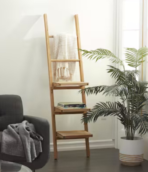 Grayson Lane Brown Wood 3 -Shelf Ladder Bookcase ( 17.8-in W x 71.0-in H x 10.5-in D ) 