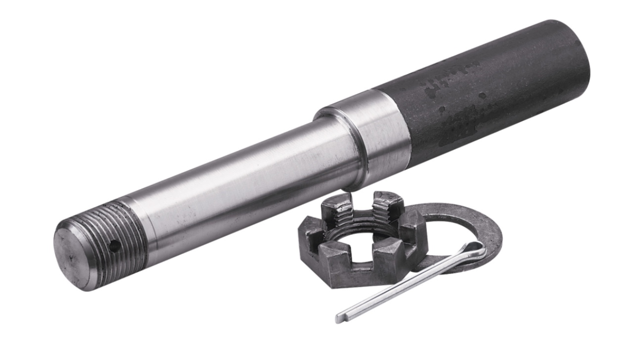 Ultra-Tow Axle Spindle, 1 1/4in. Round, 8.56in. Long, Single (missing Carter pin)