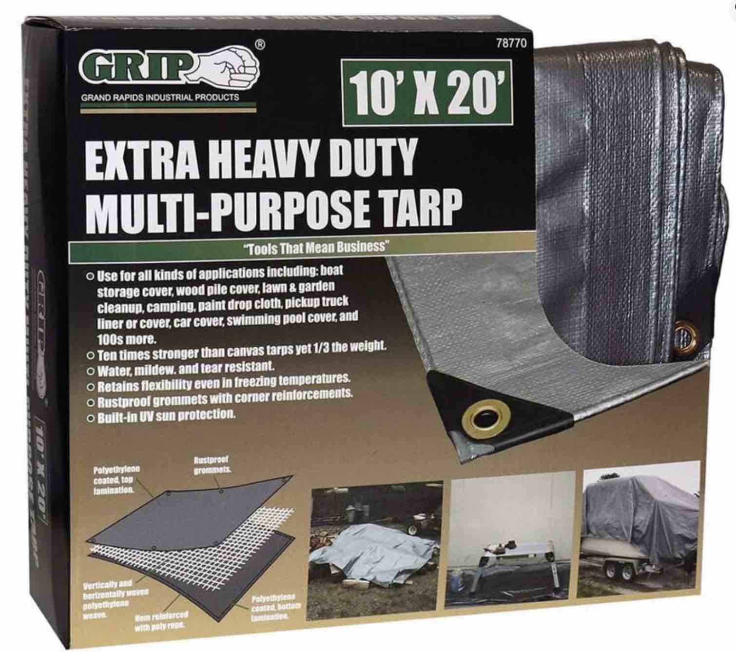 Grip- On extra heavy duty multi-purpose tarp 10 X 20