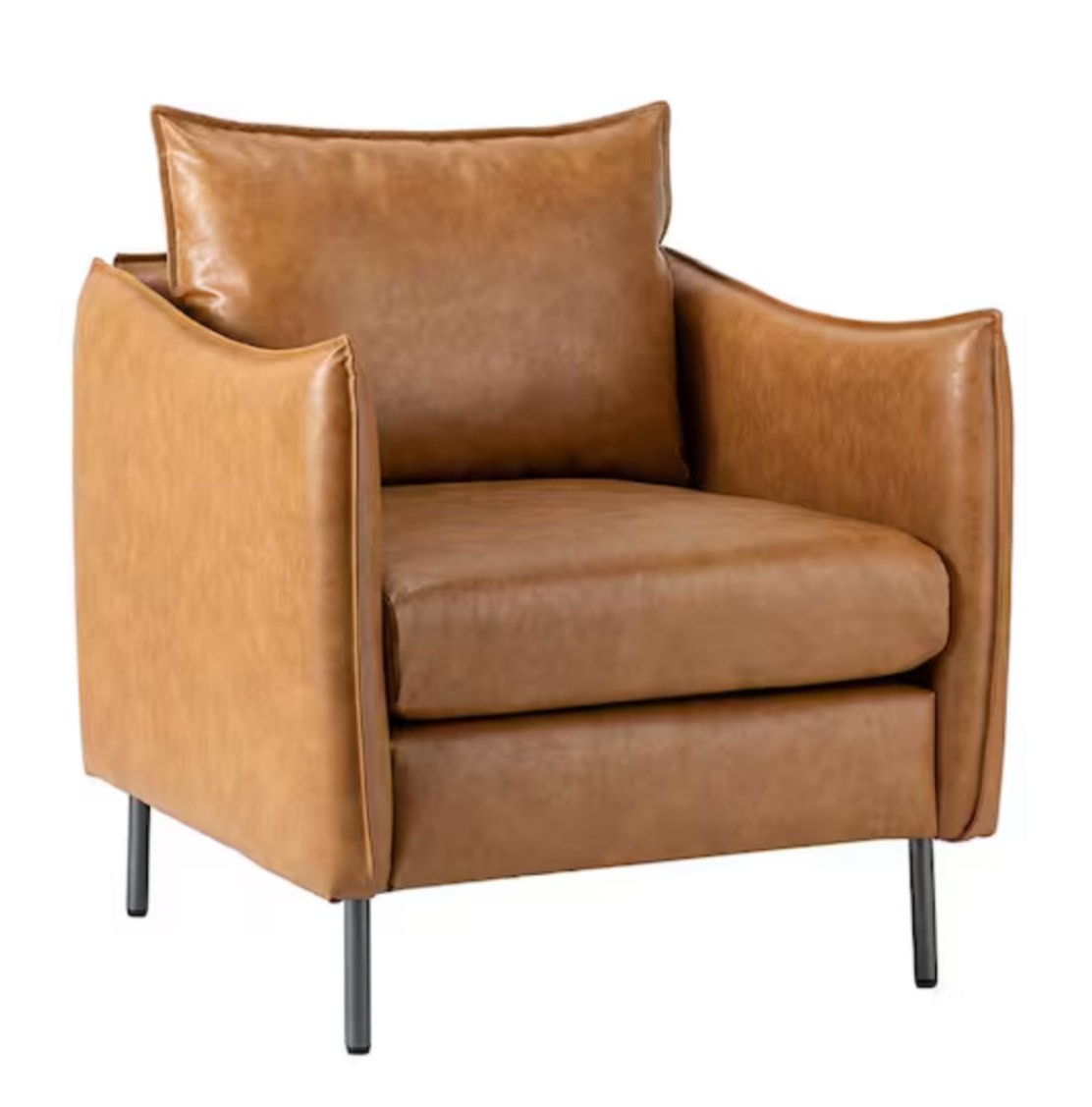 Hajo 30 in. Camel Faux Leather Arm Chair with Metal Legs
