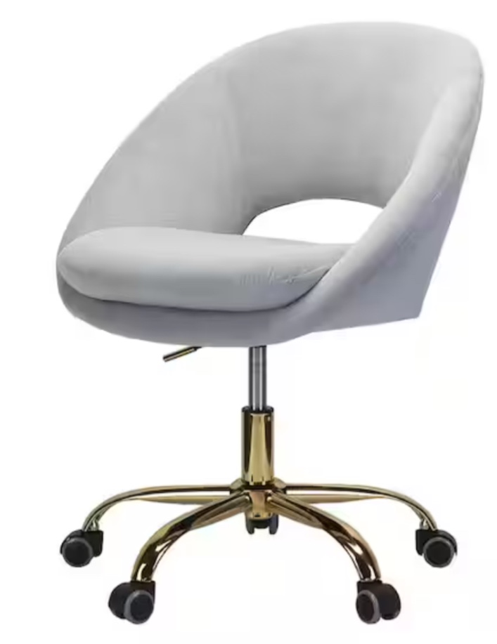 Savas Upholstered 18 in.-21 in. H Adjustable Height Task Chair with Gold Metal Base and Open Back Design