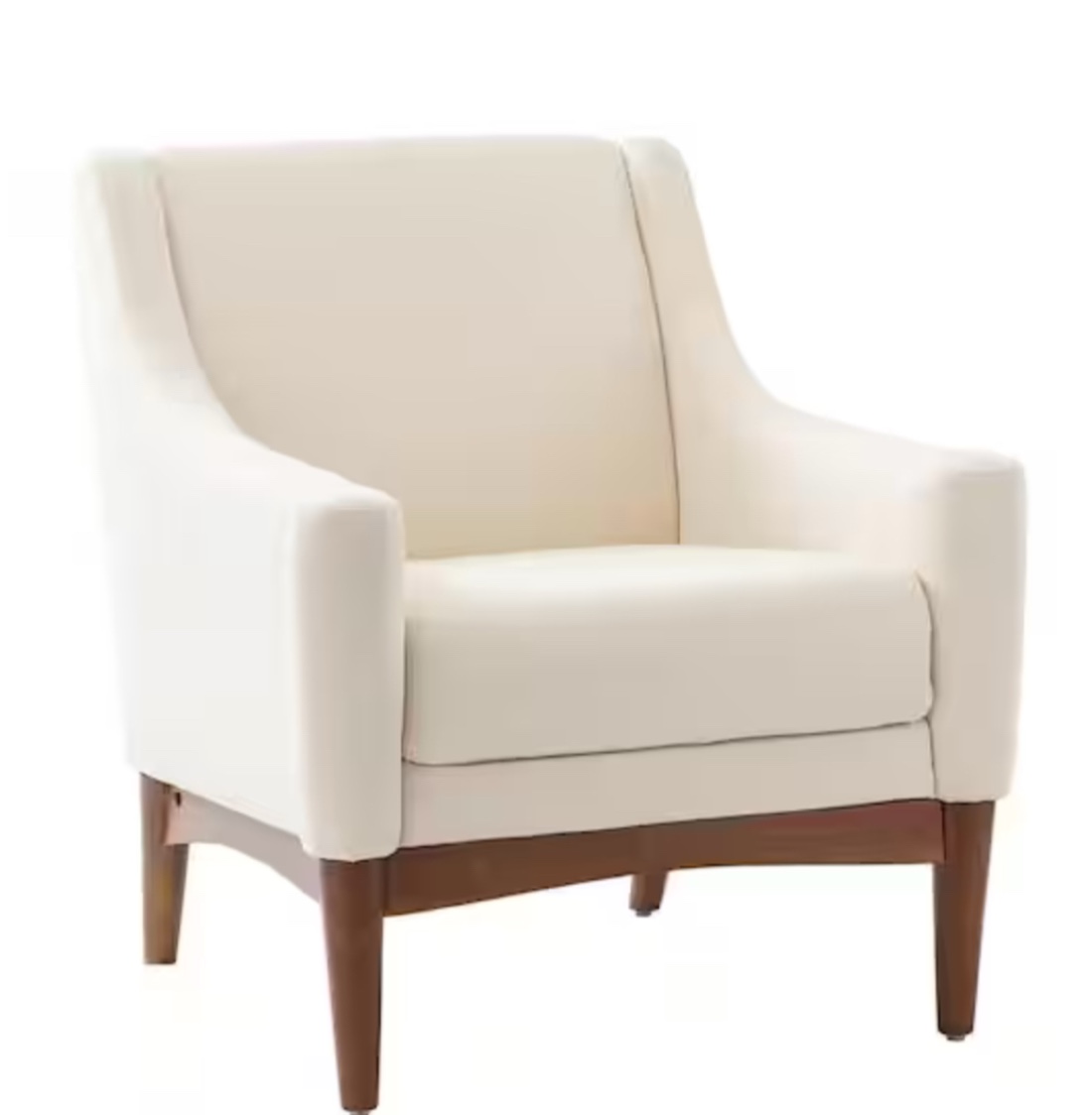 Gerald 30 in. Ivory Polyester Arm Chair with Solid Wooden Legs(might be missing some hardware)