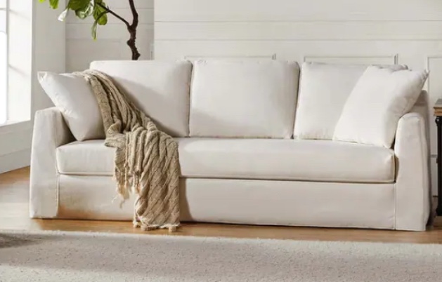 Riccardo 85” slipcovered sofa - white SFAY0829-WTE(might be missing hardware)