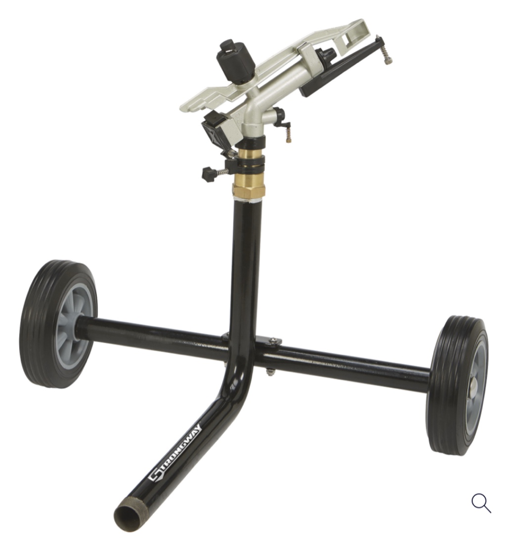 strongway wheeled sprinkler, 1-1/4in. head with 5 nozzles, 8in. rubber tires