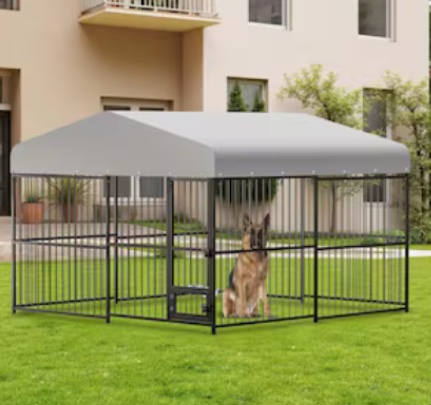 WhizMax 10X10X6FT Large Dog Kennel Outside Heavy Duty Outdoor Dog Cage (not complete)PHO_12TVPBJH
