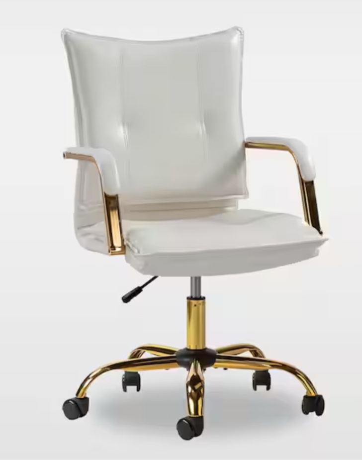 Patrizia Contemporary Task Chair Office Swivel Ergonomic Upholstered Chair with Tufted Back-White OFHT0417-WTE(may be missing hardware)