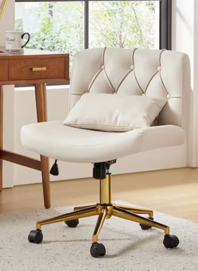 Clarence Modern Polyester Swivel Office Chair in Tan with Casters OFM1111- TAN(may be missing hardware)