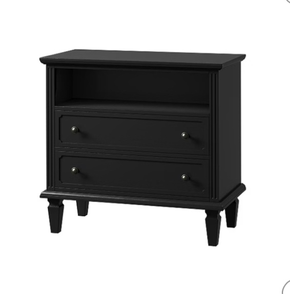 Davide 2 drawer solid wood nightstand NSJY0539- BLACK