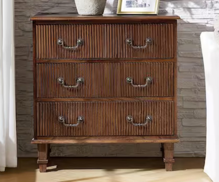 Elpenor Walnut 28 in. W Solid Paulownia Wood 4-Drawer Nightstand with Charging Station
