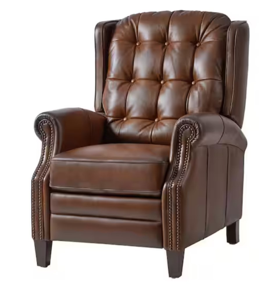 Carlos Brown 29.25 in. W Genuine Leather Power Recliner with Solid Wood Legs