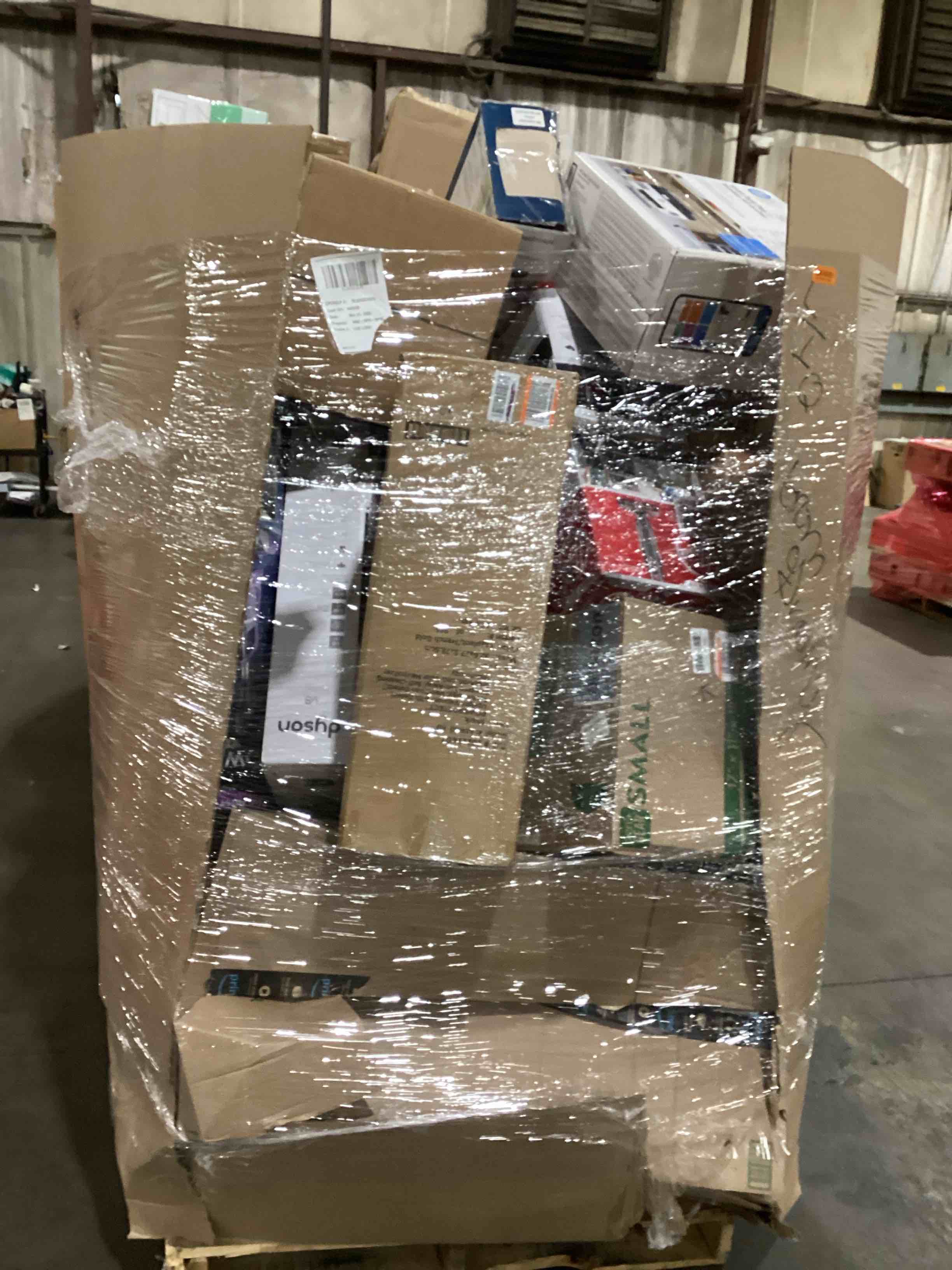 pallet of miscellaneous damaged small appliances and parts