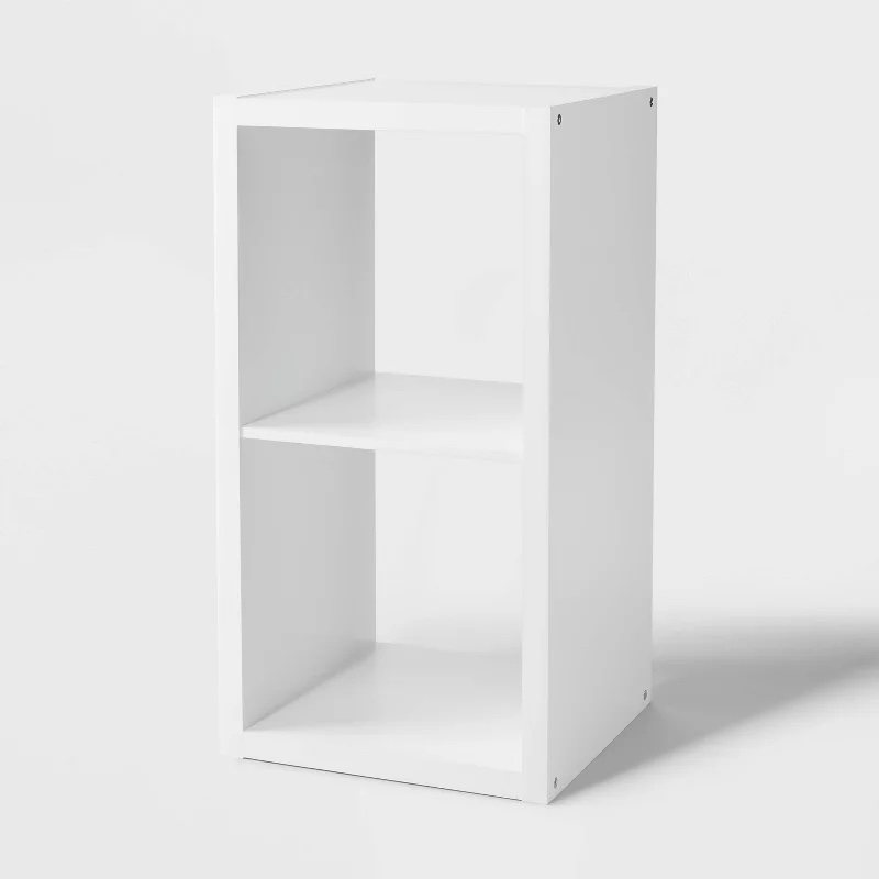 2 Cube Organizer White - Brightroom™: MDF Cubby Storage Bookshelf with Anti-Tip Hardware, 13" System Compatible