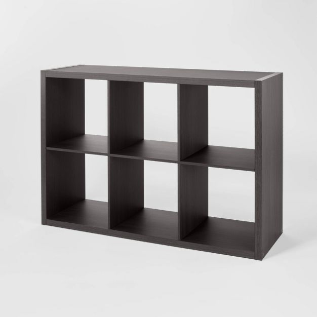 11" 6 Cube Organizer Shelf Espresso - Room Essentials™: Modern Bookcase, Stackable, Horizontal/Vertical Display