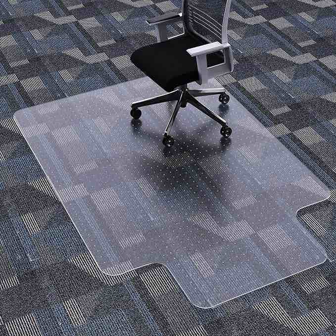 FuturHydro Desk Chair Mat for Flat to Low Pile Carpets, 45" x 53" Clear Office Home Floor Protector Mat, Transparent Mats for Office, Home and Gaming Floors (with Lip)