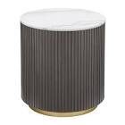 yamiko round marble top side end table white and charcoal 
