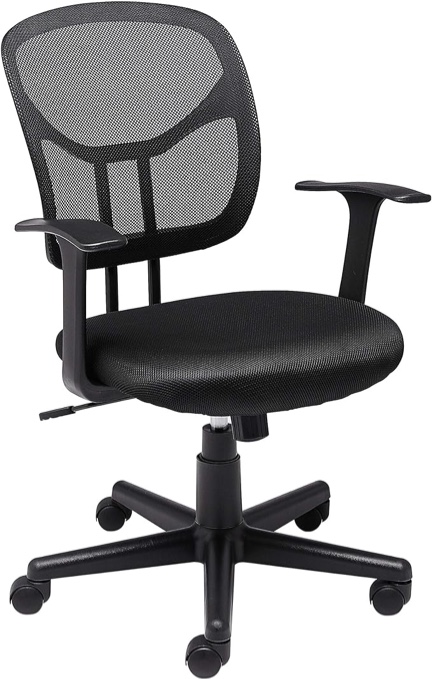 Basics Mid-Back Desk Office Chair with Armrests - Mesh Back, Swivels - Black, BIFMA Certified
