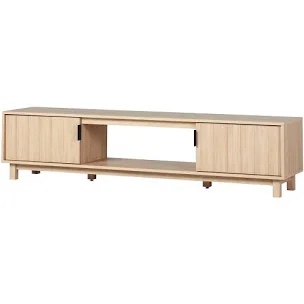 Walker Edison Arundo - Soporte de TV acanalado para televisores de hasta 80 pulgadas, soporte de TV de 70 pulgadas, roble costero