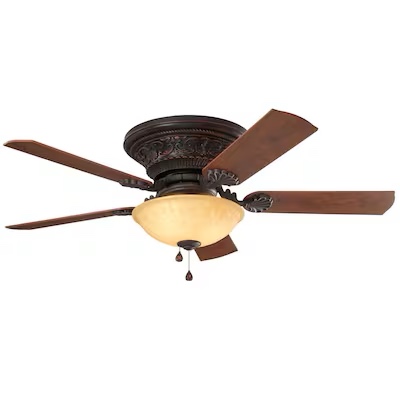Harbor Breeze Lynstead 52-in Flush Mount Specialty bronze with Mink/Cinnamon Blades Ceiling Fan With Light ( 5 -Blade ) Item #807420 | Model #00723
