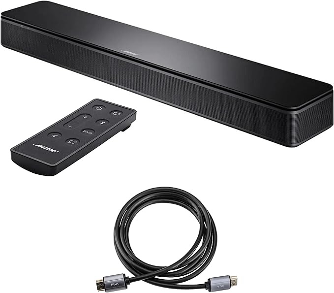 Bose TV Speaker - Soundbar for TV with Bluetooth and HDMI-ARC Connectivity, Black, Includes Remote Control and H&A High-Speed HDMI Cable