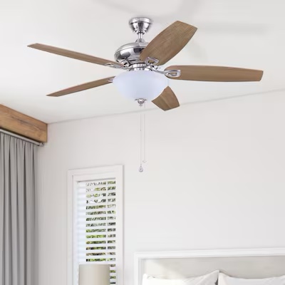 harbor breeze coastal creek 52-in brushed nickel downrod or close mount indoor ceiling fan with light kit
