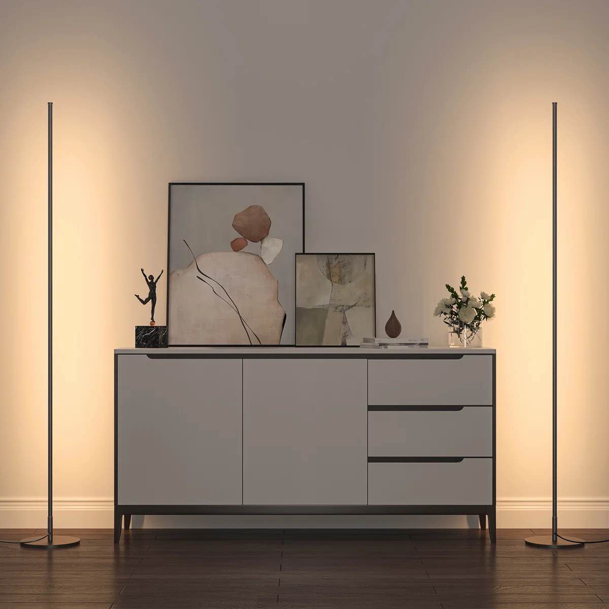 Hedden 58" Dimmable LED Corner Floor Lamps with Remote Control (Set of 2)