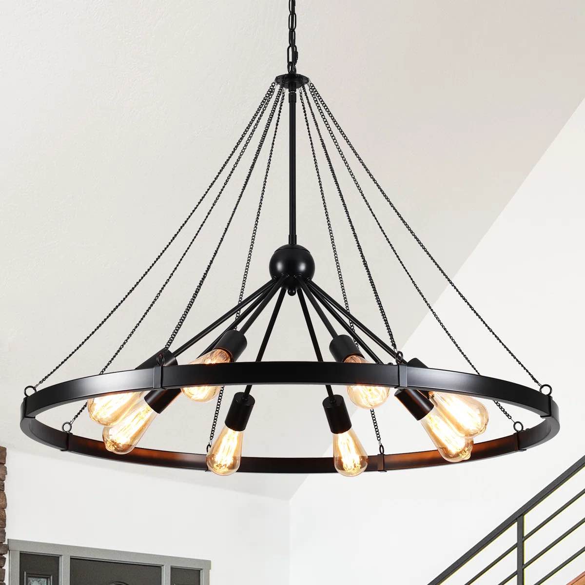 Daleysha 8-Light Dimmable Sputnik Wagon Wheel Chandelier