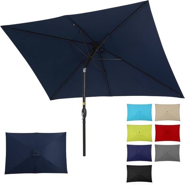 ZDM-JT004NY-11 6.5 x 10 Ft Rectangular Patio Umbrella with Crank
