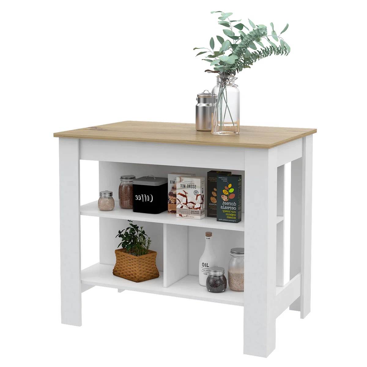 Cala 3- Shelf Wooden Kitchen Island