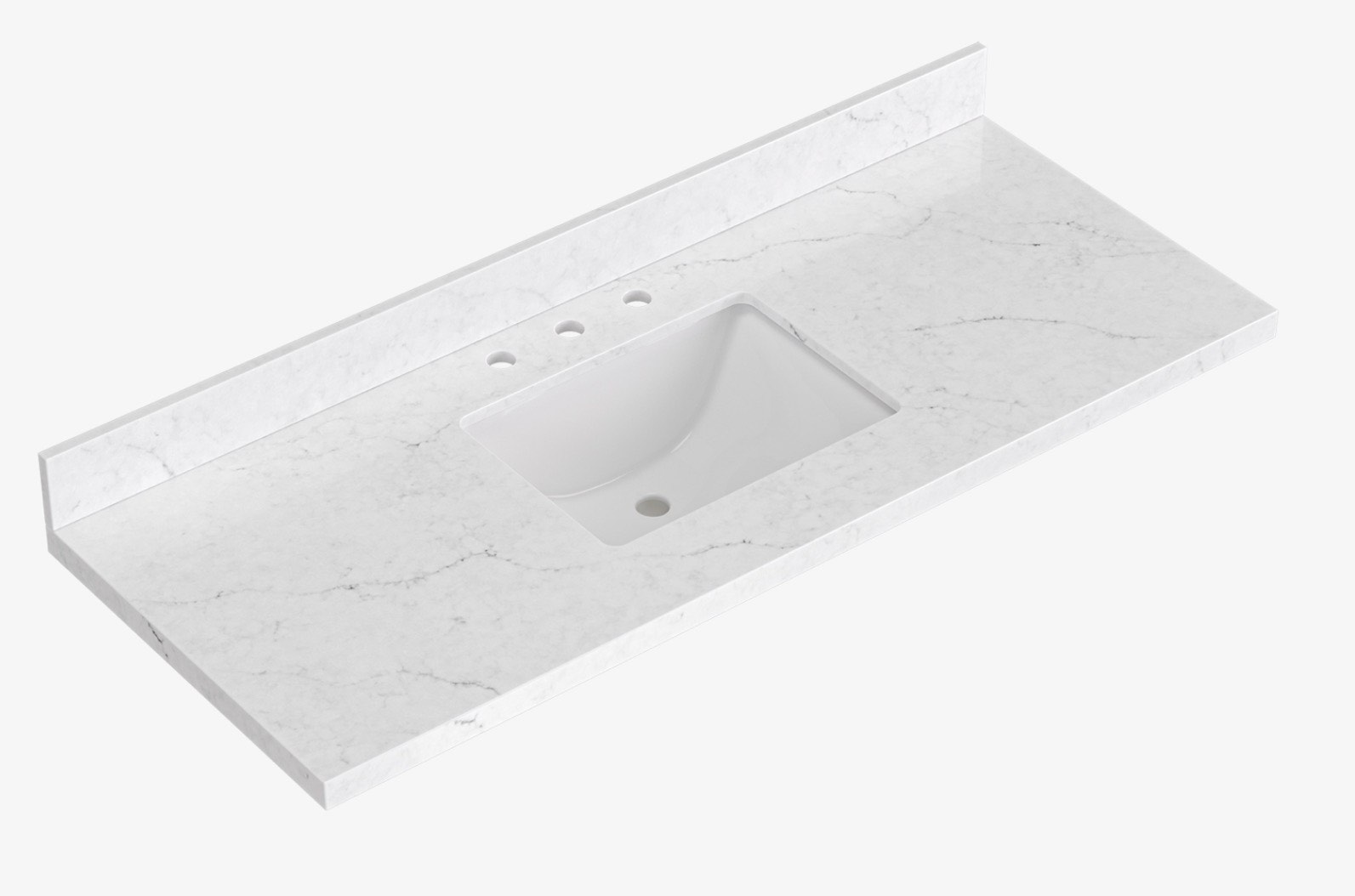 WQ-055S-REC-CT ARIEL 55 inch Bathroom Vanity top with Sink, 1.5 Inch Thick