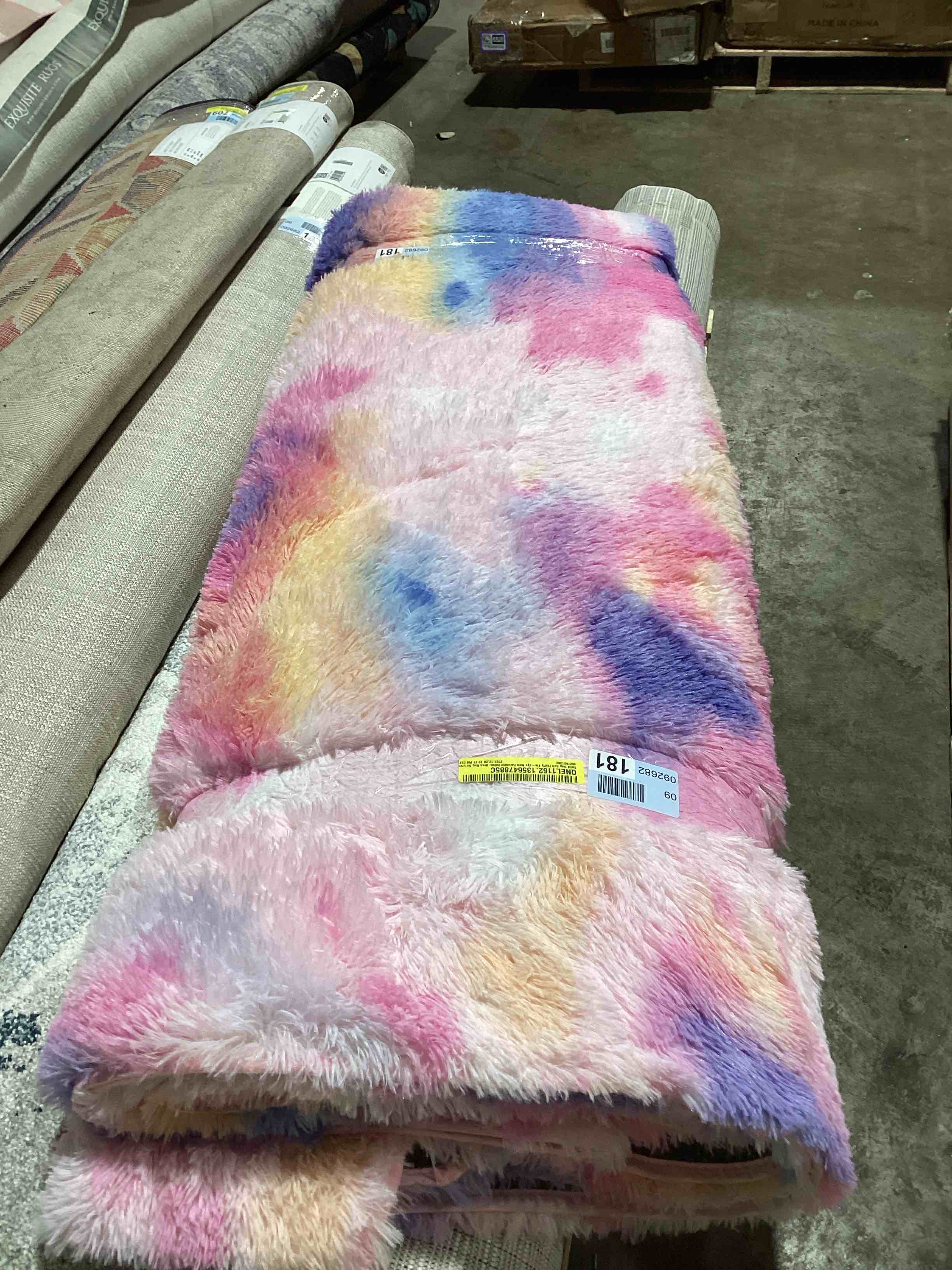 Condition photo showing Good Condition for Hutha 6x9 Large Area Rugs for Living Room, Super Soft Fluffy Modern Bedroom Rug, Tie-Dyed Rainbow Indoor Shag Fuzzy Carpets for Girls Kids Nursery Room Home Decor