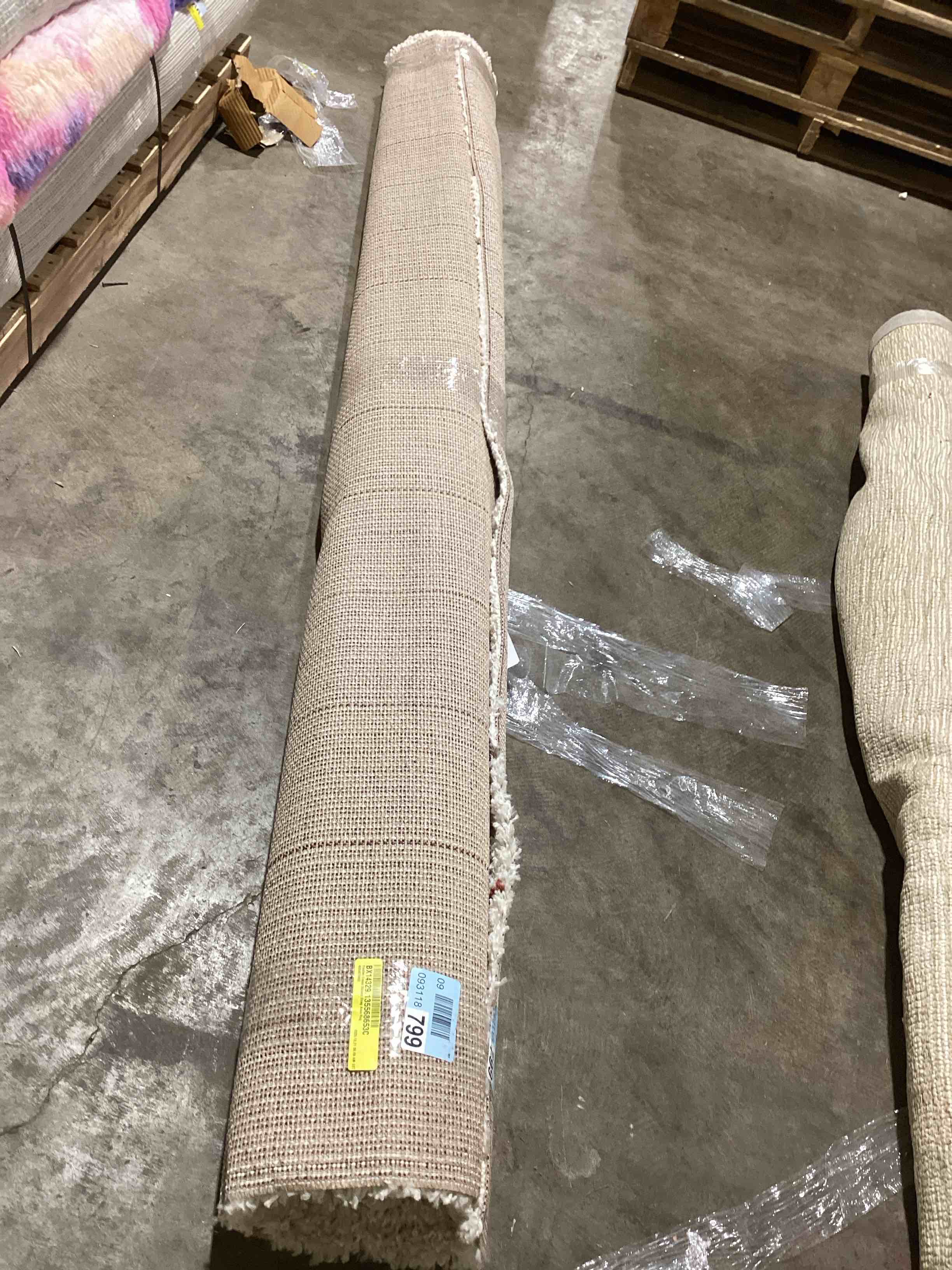 Condition photo showing Good Condition for Yardley Cream Striped Shag Area Rug, Rectangle 7'10" x 10'