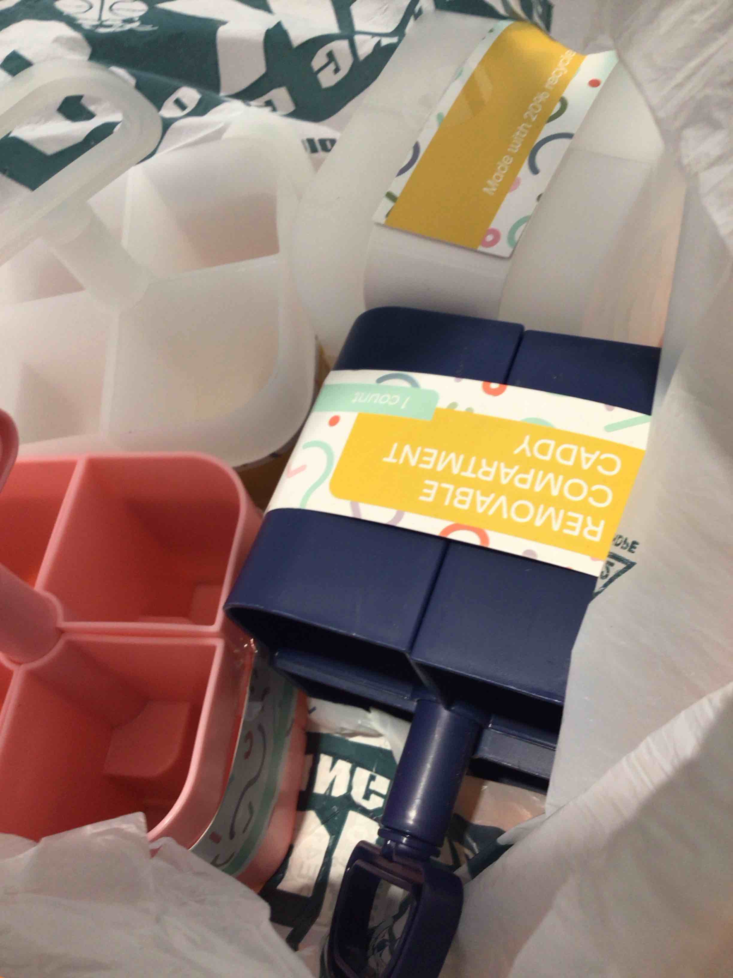 Condition photo showing New/Like New for Removable compartment, caddy, white,pink and blue 