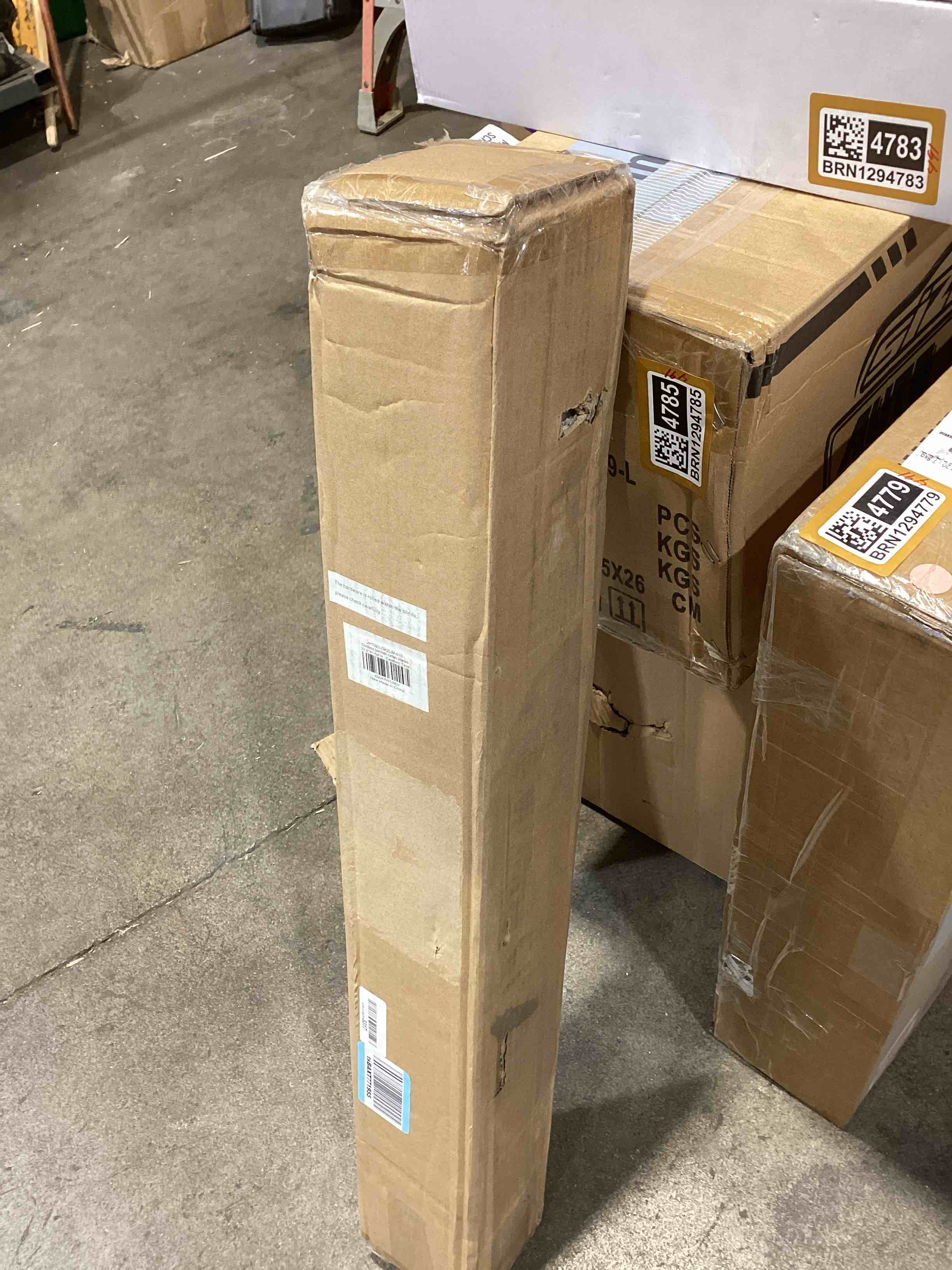 Condition photo showing New/Like New for LazBlinds Cordless Bamboo Roman Shades, Privacy Blinds for Interior Windows, Room Darkening Roll Up Bamboo Blinds for Home & Patio, 33.5" W x 64" H, Highfield Teak Pricacy - Highfield Teak 33 1/2" W x 64" H