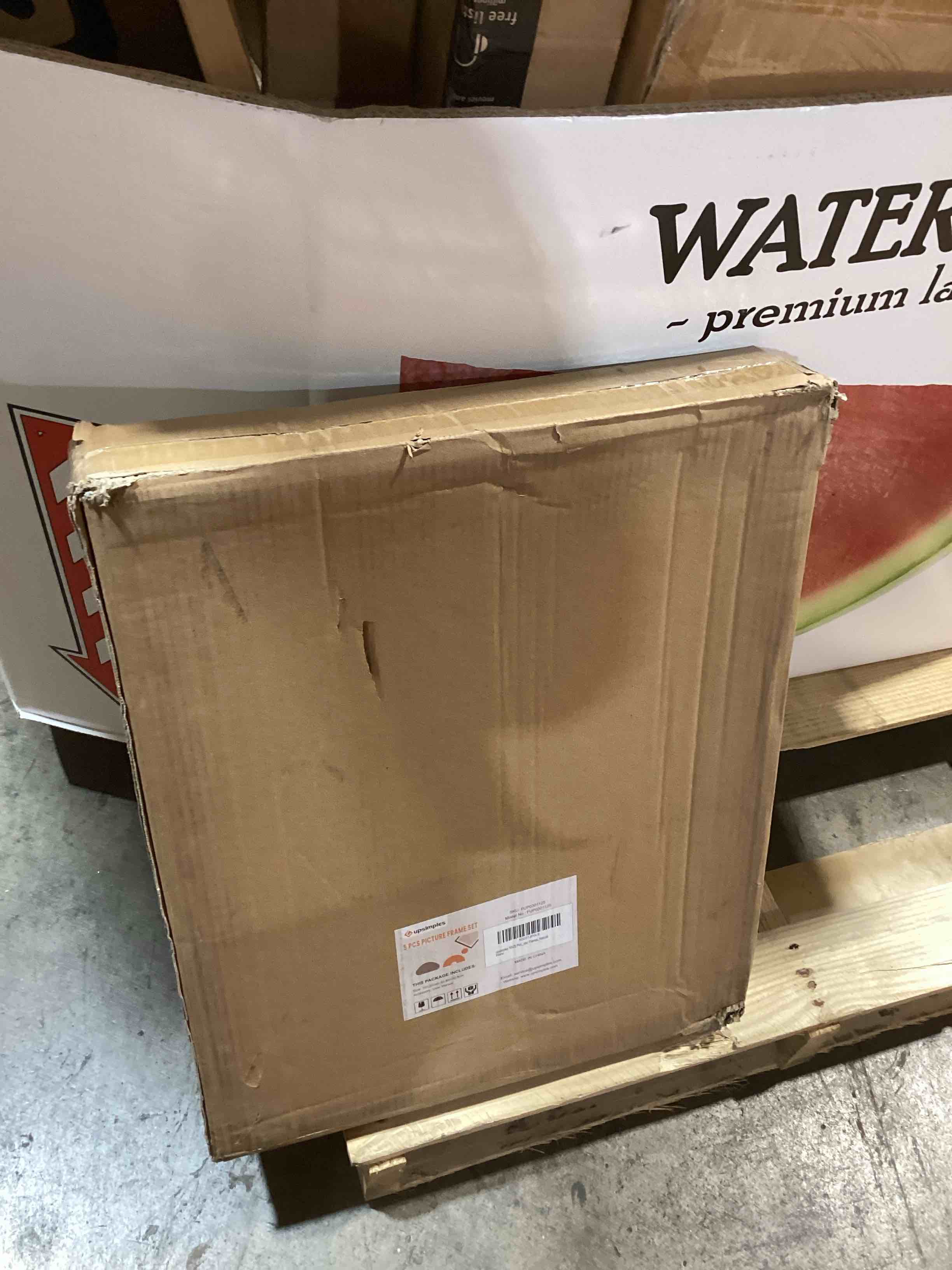 Condition photo showing New/Like New for upsimples 16x20 picture frame set of 5, display pictures 11x14 with mat or 16 x 20 without, wall gallery poster frames, natural natural 16x20