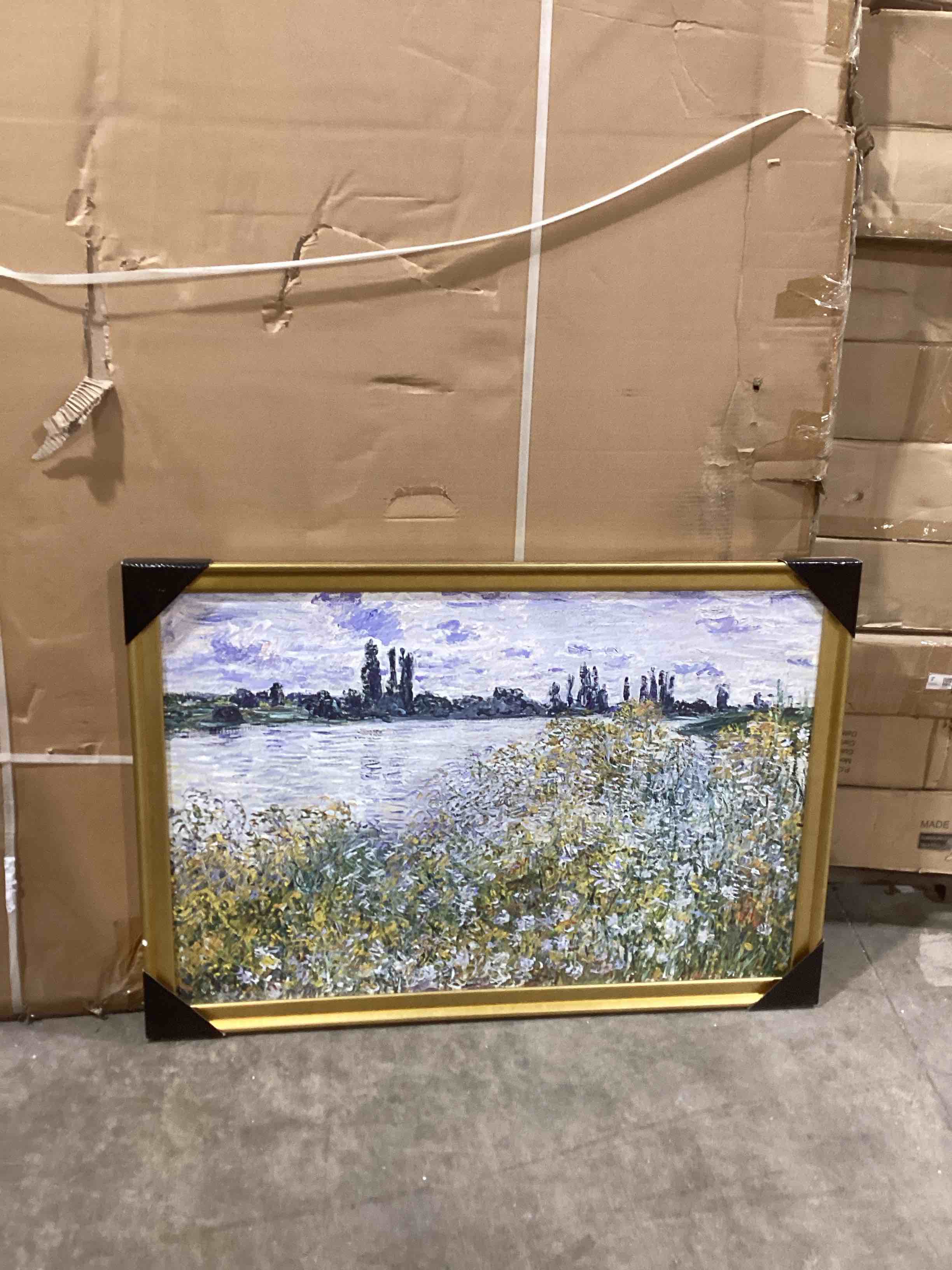Condition photo showing New/Like New for " Le Aux Fleurs Near Theuil " by Vincent Van Gogh- Gold Framed 27" H x 39" W x 2" D