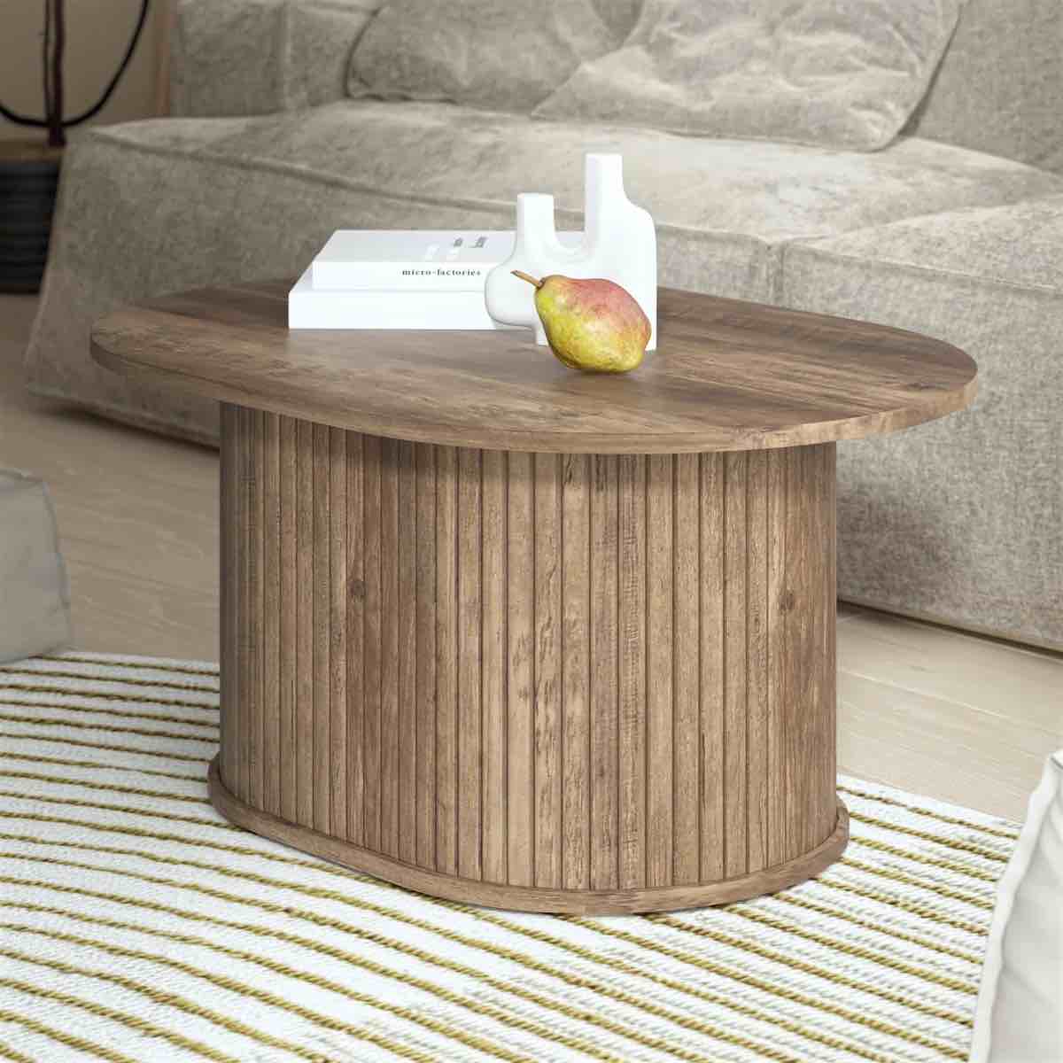 Aurel Modern 31” Fluted Oblong Living Room Coffee Table