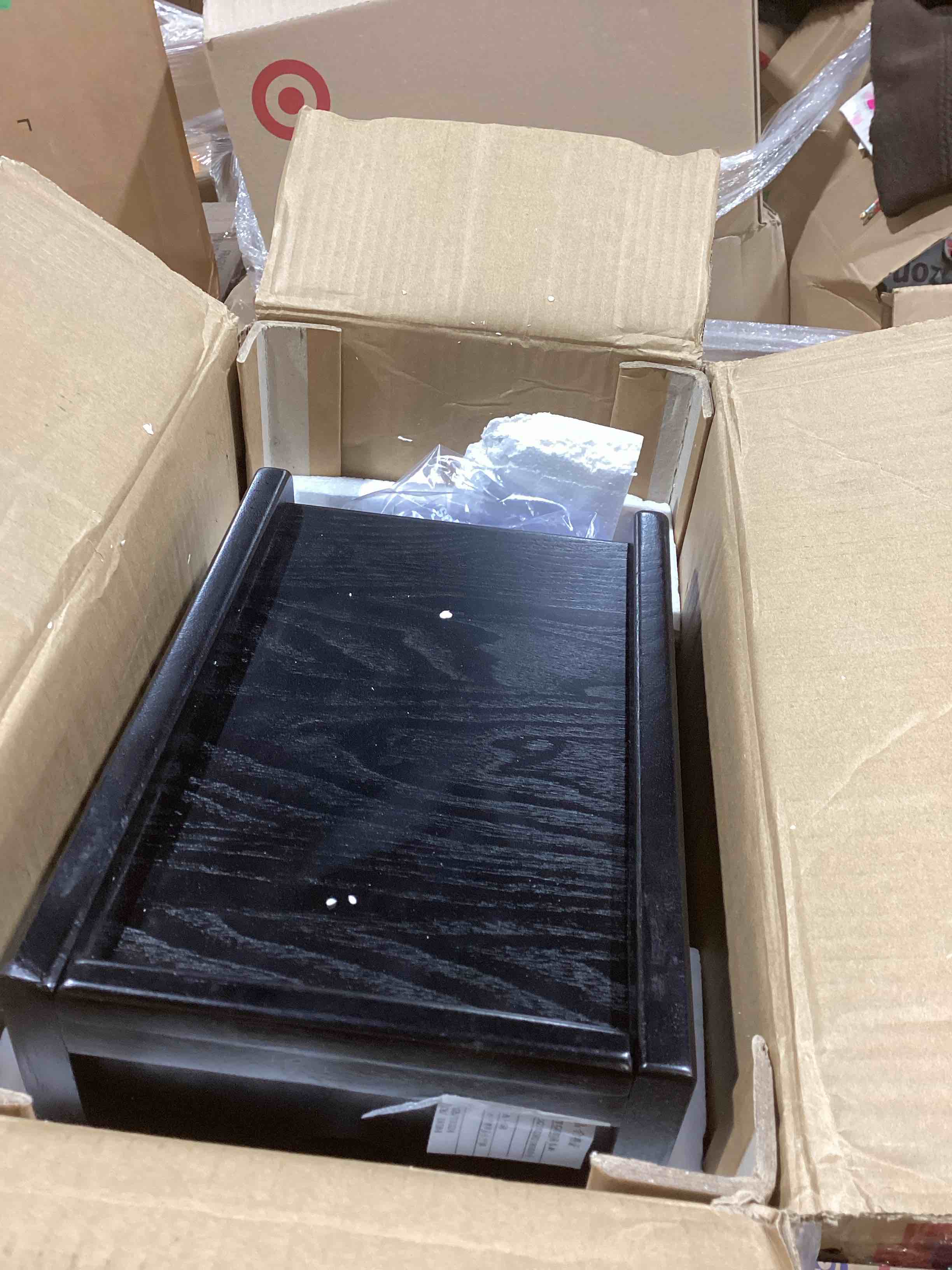 Condition photo showing Good Condition for Narrow Solid Wood Nightstand With 2 Drawers, Black 