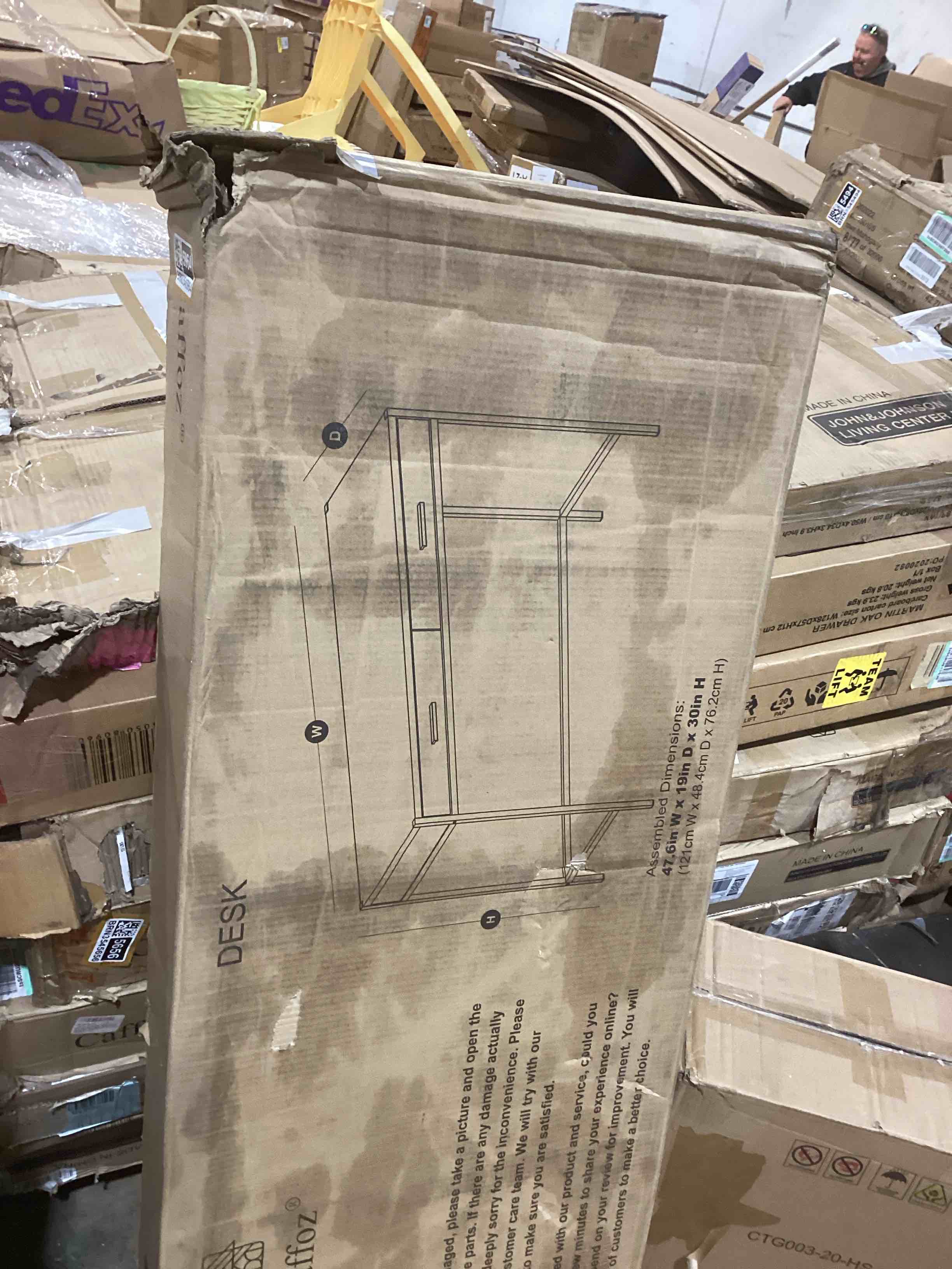 Condition photo showing As Is for Caffoz Home Office 2-drawer Writing Desk Oak Brown