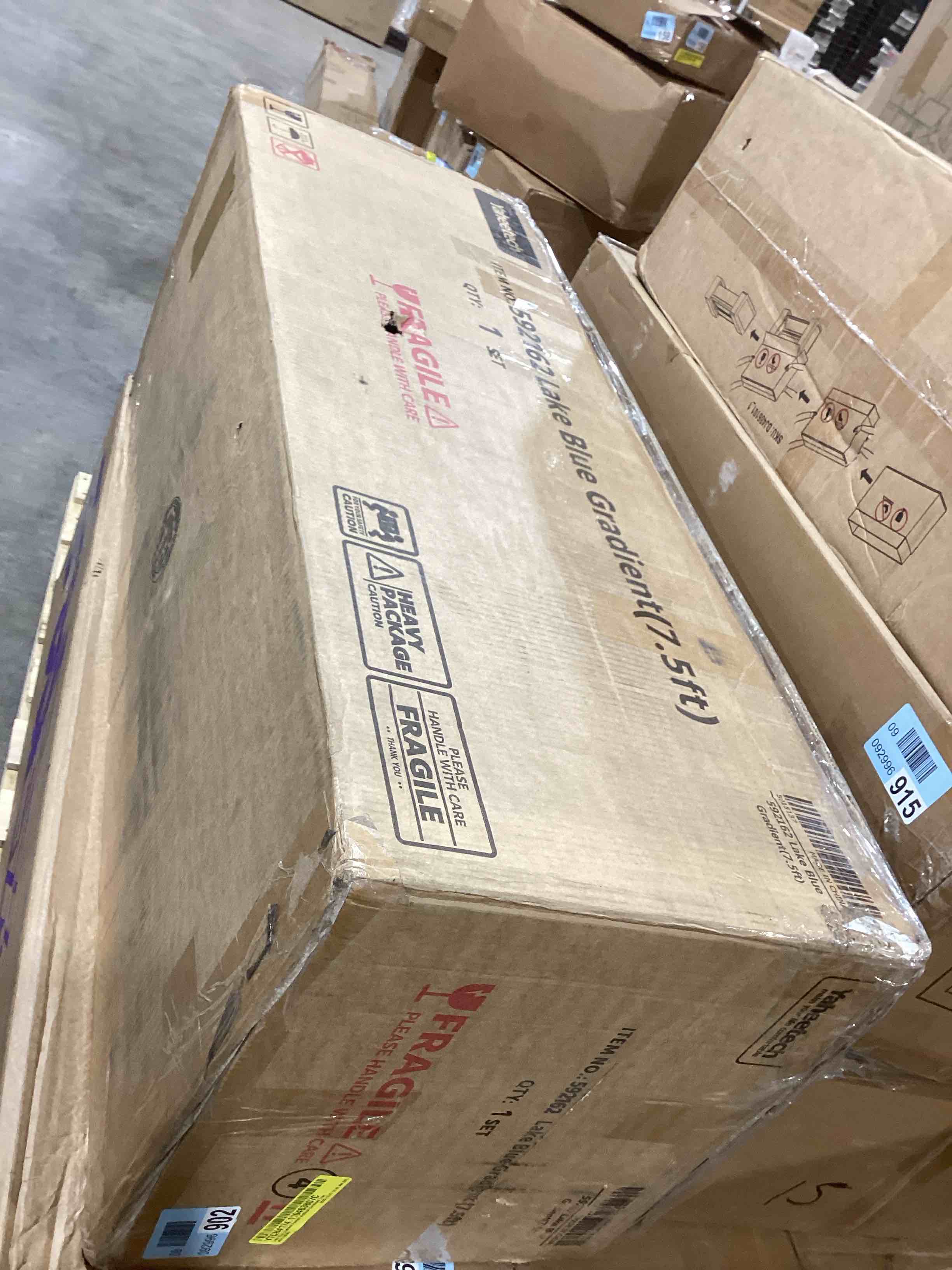 Condition photo showing Good Condition for Light Blue Gradient Flocked Artificial Christmas Tree, 7.5’ 