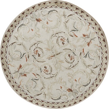 Bokara Rug Co., Inc. High-Quality Hand-Knotted Ivory Area Rug, Round 4’