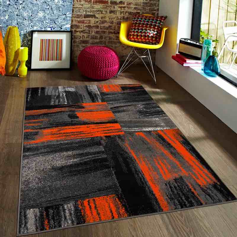 Keeler Abstract Indoor Rug, Orange, Size:   Rectangle 5' x 6'11"
