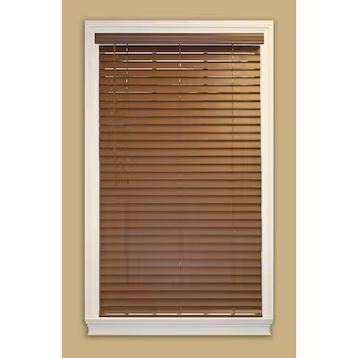 allen + roth Cordless Faux Wood 2-in Slat Width 69.5-in x 48-in Cordless Bark Faux Wood Room Darkening Horizontal Blinds Item #577056