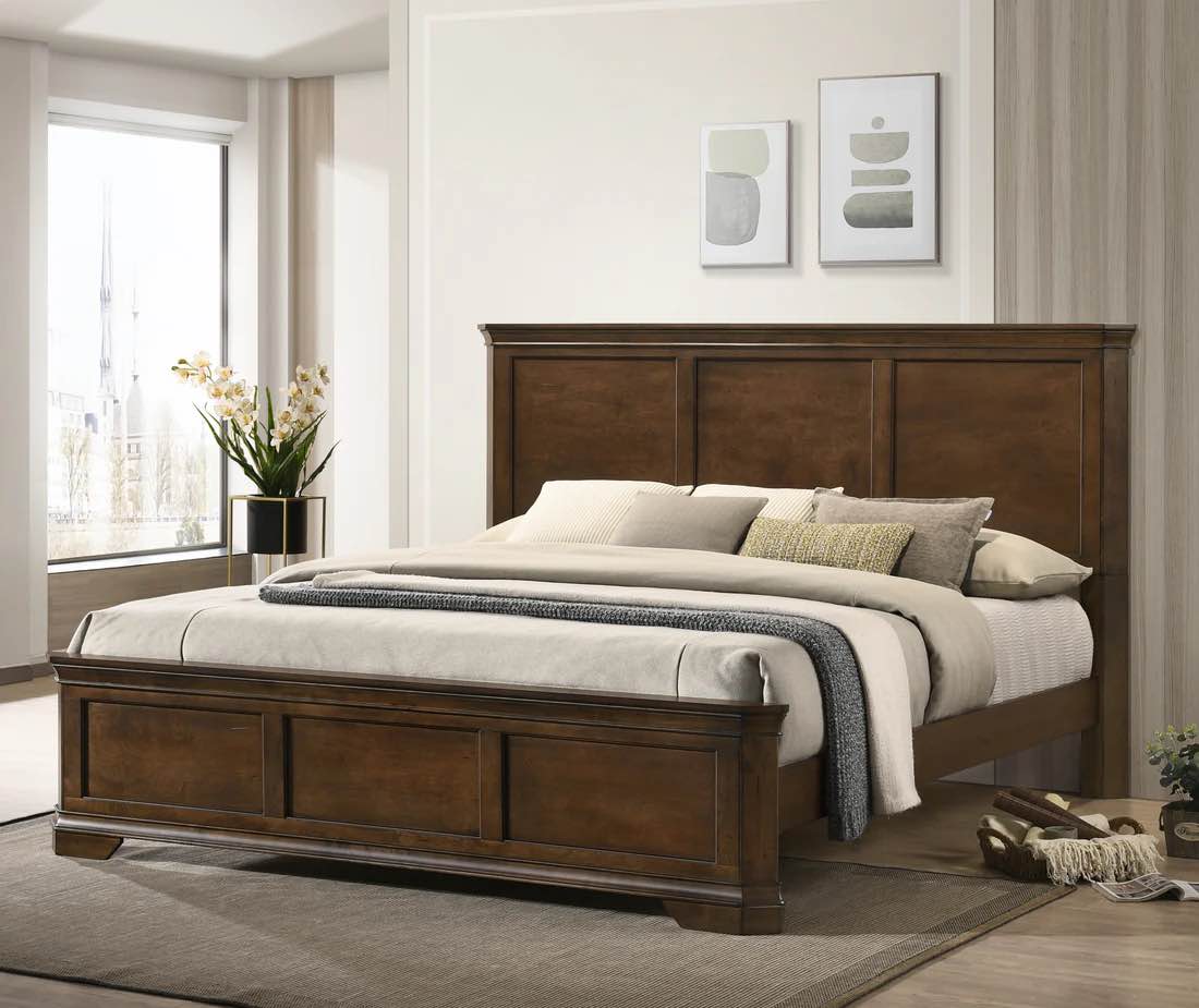Roundhill Furniture Maderne Traditional Wood Panel Bed, King B323 K-HF