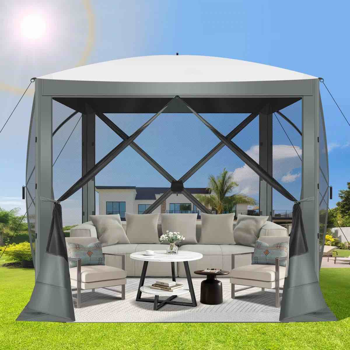 6FTx6FT Screen Room with Mosquito Netting, Hub Tent Instant Screened Canopy with Carrying Bag and Ground Stakes