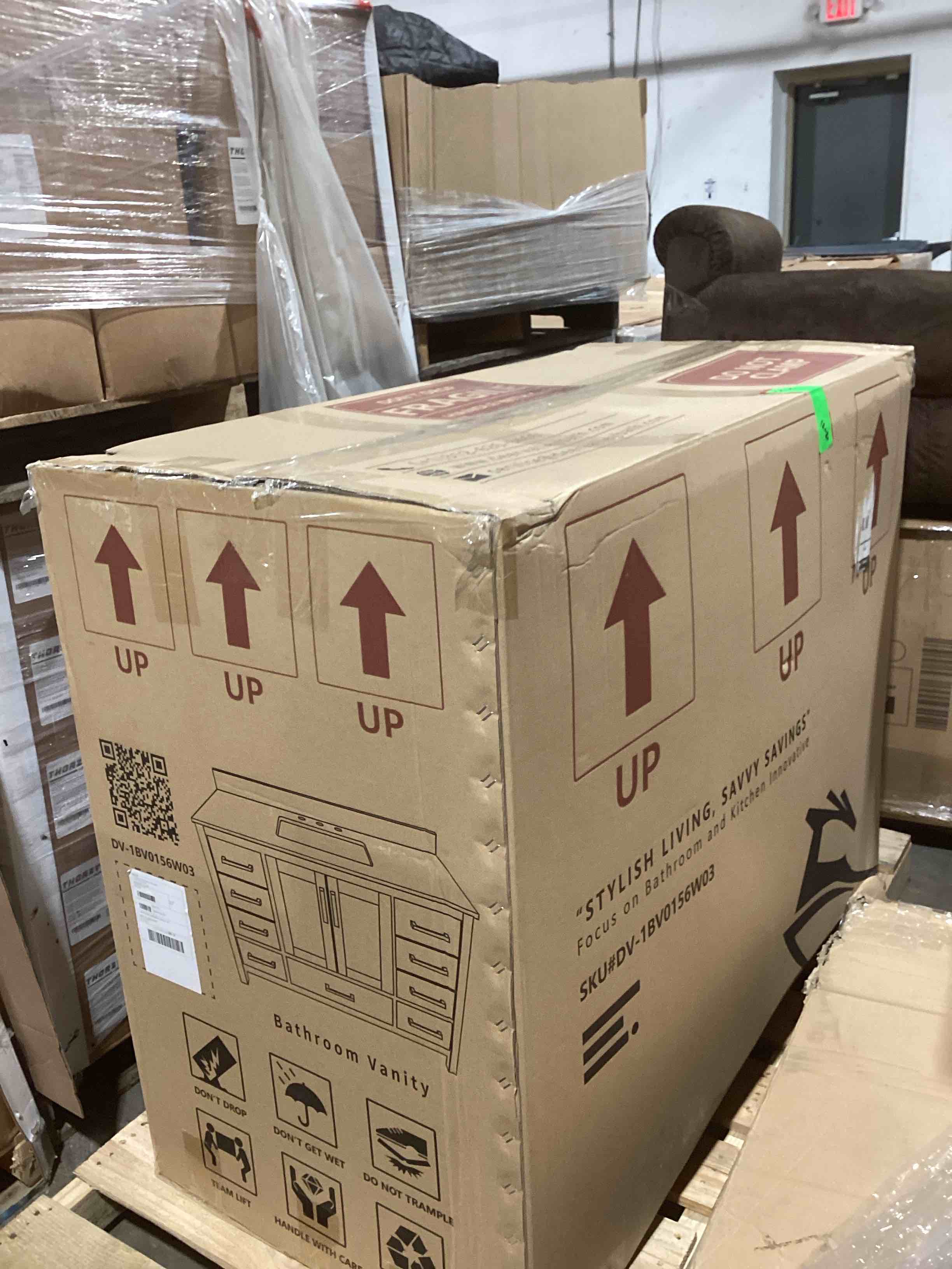 Condition photo showing Good Condition for 48 in. W x 22 in. D x 34 in. H Single Sink Freestanding White Bath Vanity with Engineered Marble Top, 3 Faucet Hole