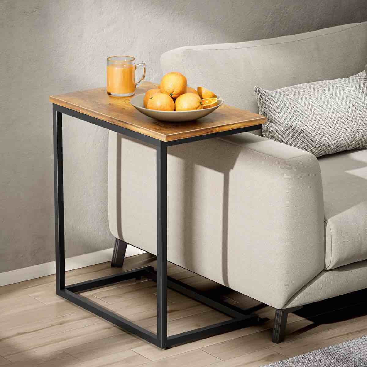 Gilsum Wood C Table En Table With Metal Base For Sofa, Bed Side